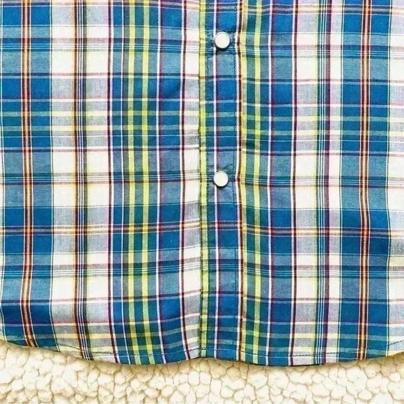 Levi's Barstow Western Short Sleeve Multi Color Checker Plaid Snap Shirt Size L - Picture 6 of 16